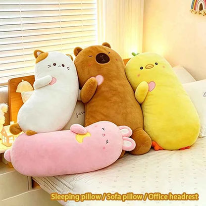 Kawaii Animal Long Body Pillow Plush – Soft Leg-Hugging Sleep Companion (Capybara, Duck, Rabbit, Kitten)