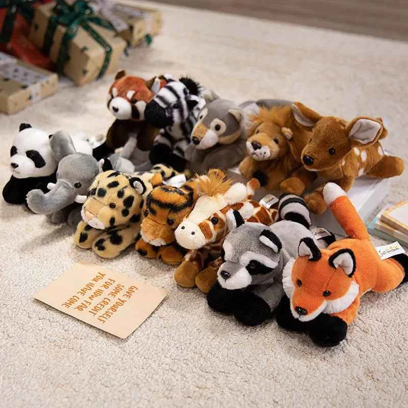 12 Types Plush Animal Toys Realistic Stuffed Tige Lion Giraffe Elephant Panda Soft Simulation Plushie Birthday Gift for Kids
