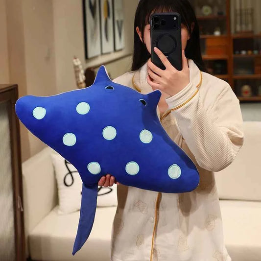 Giant Manta Ray Plush Toy – Kawaii Sea Animal Stuffed Pillow Sky Blue