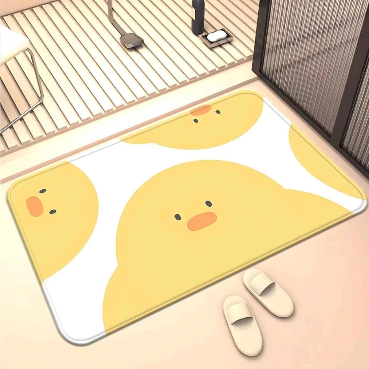 1pc Cute Yellow Duck Face Doormat Non-Slip Absorbent Rug
