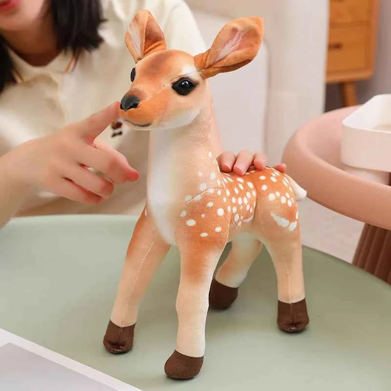 Kawaii Sika Deer Plush Doll - Soft Stuffed Lifelike Stag and Doe Animal Toy and Gift, 30cm and 40cm