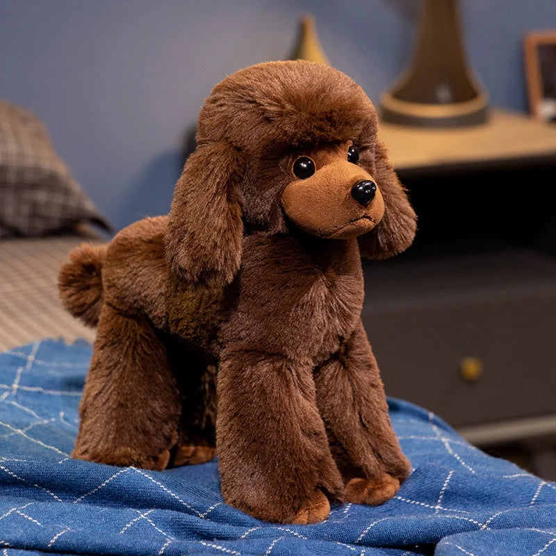 Kawaii Lifelike Poodle Plush Doll - Soft Stuffed Realistic Puppy Toy and Gift in 2 Colors, 20cm and 32cm Brown