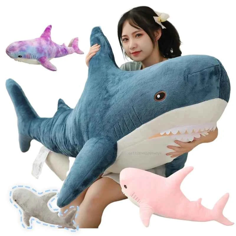 Simulated Shark Sea Creature Blue Pink Grey Fish Toy Super soft Dolls Cartoon Pillow Bed Decor Birthday Gift for Girls Boys