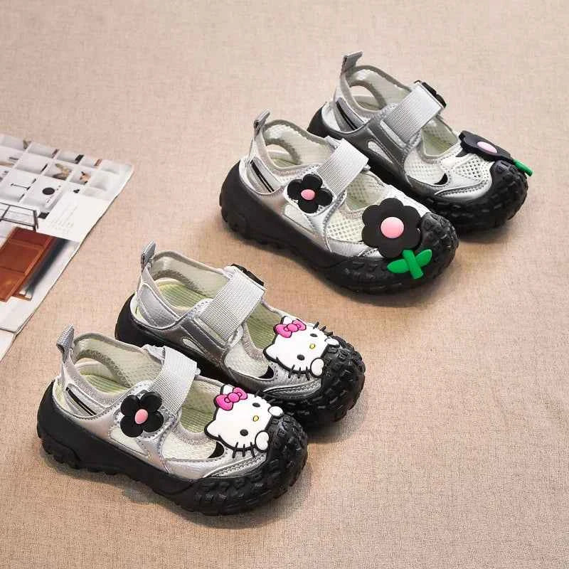 Hello Kitty Girl Shoes Princess My Melody Sanrios New Summer Fashion Soft Bottom Child Sports Sandals Hollow Single Sandals