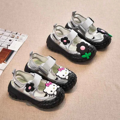 Hello Kitty Girl Shoes Princess My Melody Sanrios New Summer Fashion Soft Bottom Child Sports Sandals Hollow Single Sandals