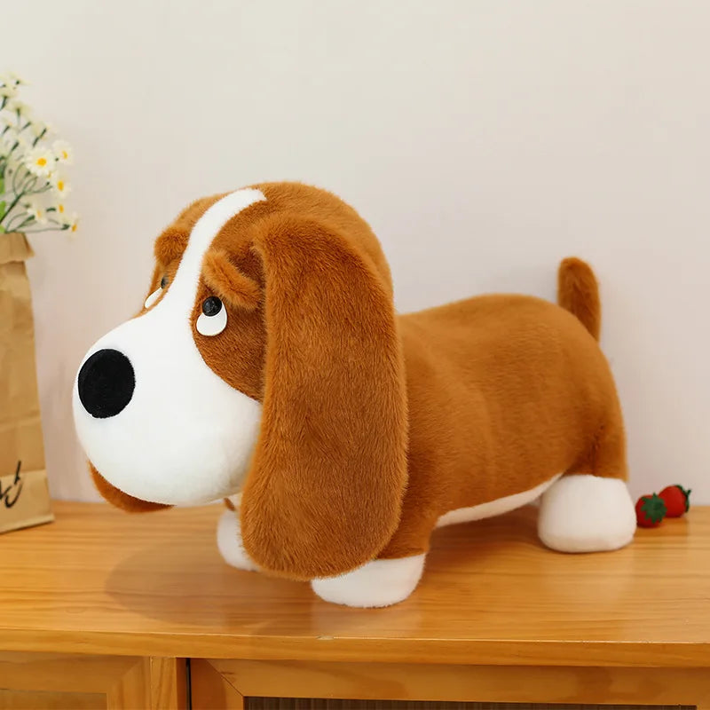 Cute Dog Plush Long Pillow – Soft Puppy Stuffed Animal Body Cushion Brown