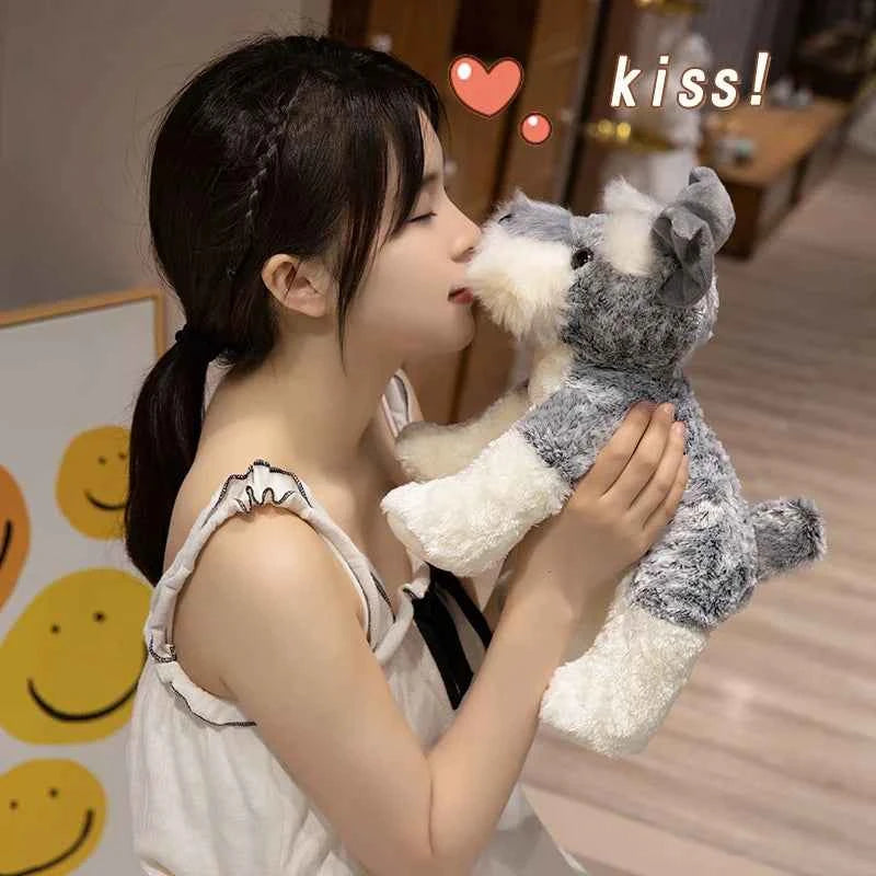Cute Schnauzer Plush Toy – Soft Stuffed Dog Doll in Multiple Sizes