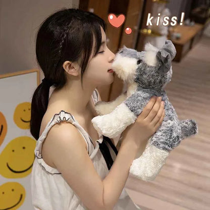 Cute Schnauzer Plush Toy – Soft Stuffed Dog Doll in Multiple Sizes