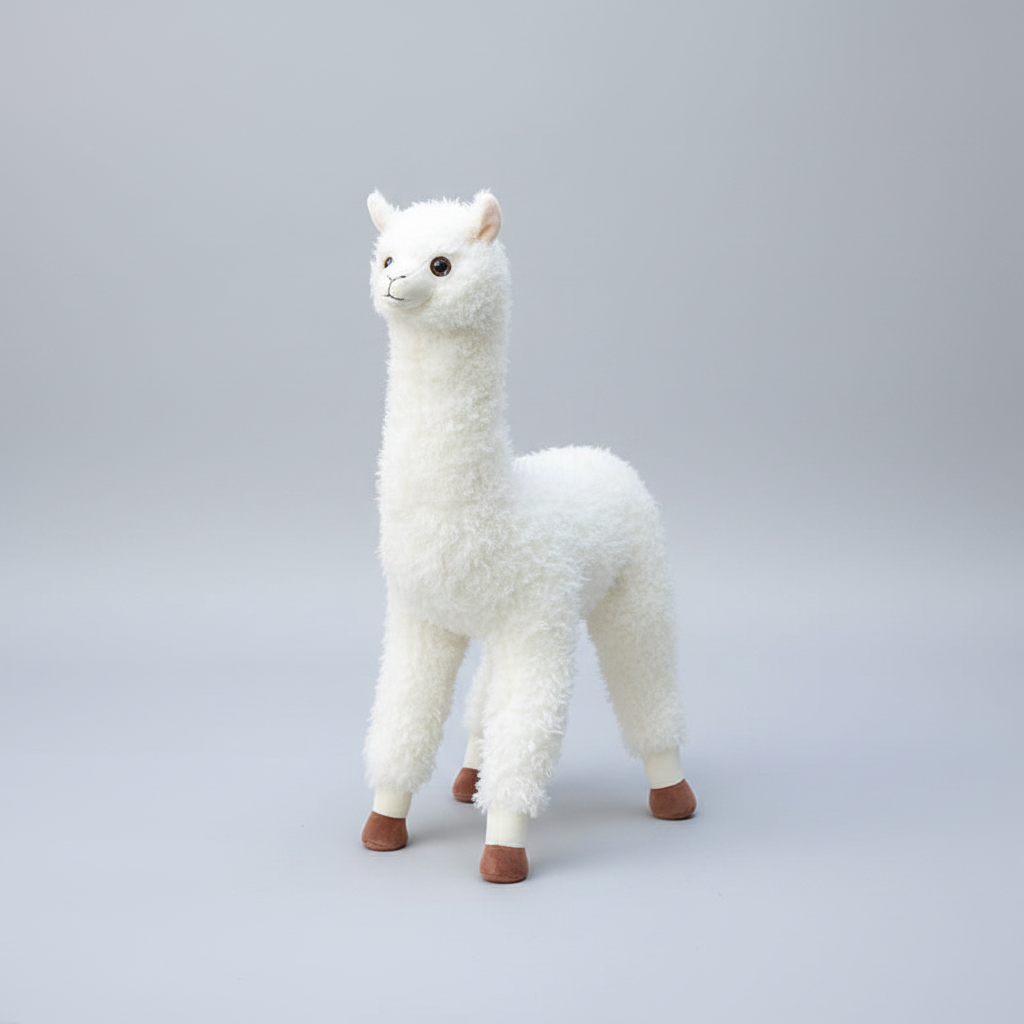 Realistic Standing Alpaca Plush Stuffed Animal – Soft Llama Toy for Kids & Adults White