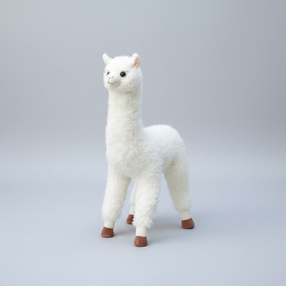 Realistic Standing Alpaca Plush Stuffed Animal – Soft Llama Toy for Kids & Adults White