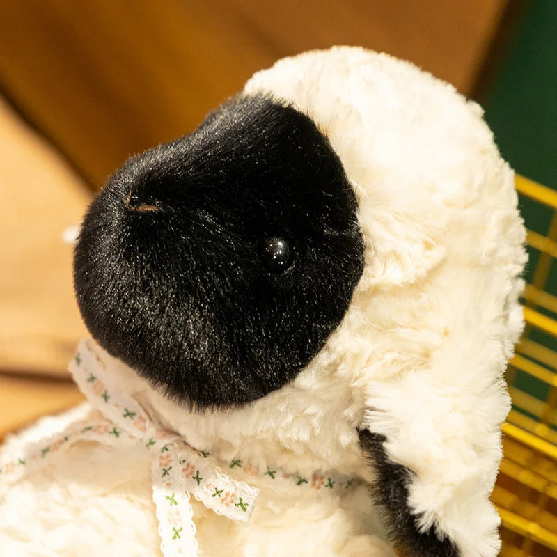 Adorable Fluffy Sheep Plush With Black Face Kawaii Style Stuffed Animal Toy Perfect Soothing Buddy And Gift For Children