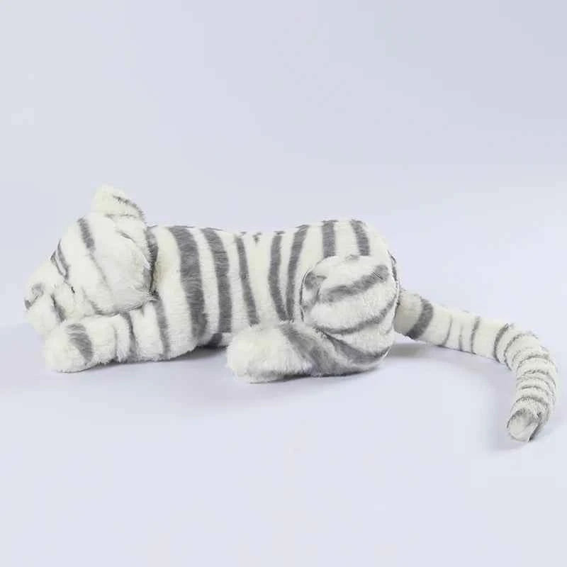 Cute Lifelike Lying Snow Tiger Stuffed Plush Toys Soft White Simulation Animals Tigers Plushies Doll Birthday Gifts