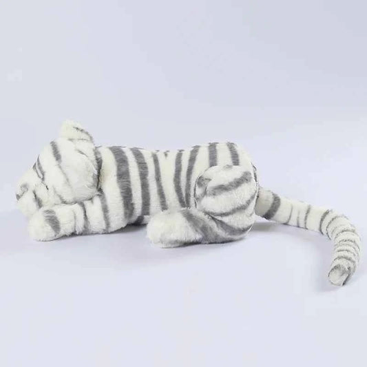 Cute Lifelike Lying Snow Tiger Stuffed Plush Toys Soft White Simulation Animals Tigers Plushies Doll Birthday Gifts
