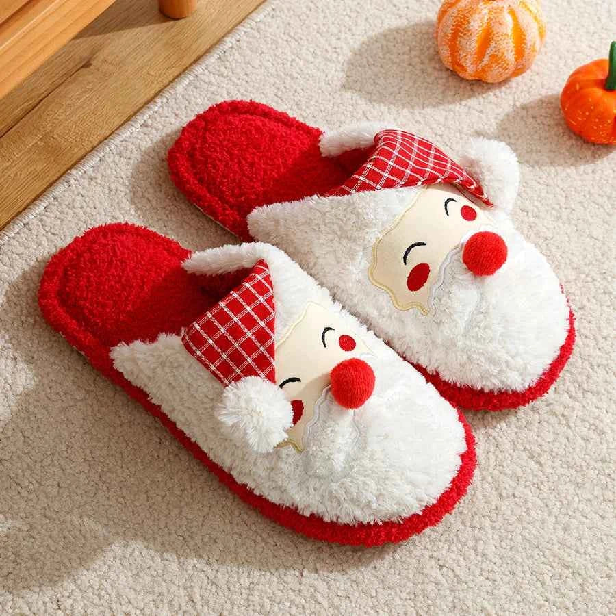 Cute Christmas Santa Claus Slippers - Women's Soft Sole Anti-slip Winter Home Shoes