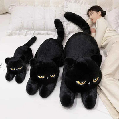 Giant Cute Black/Gray Lying Cat Plush Toys Soft Simulated Cat Plushie Dolls Pillow Stuffed Animal Lovely Birthday Gift