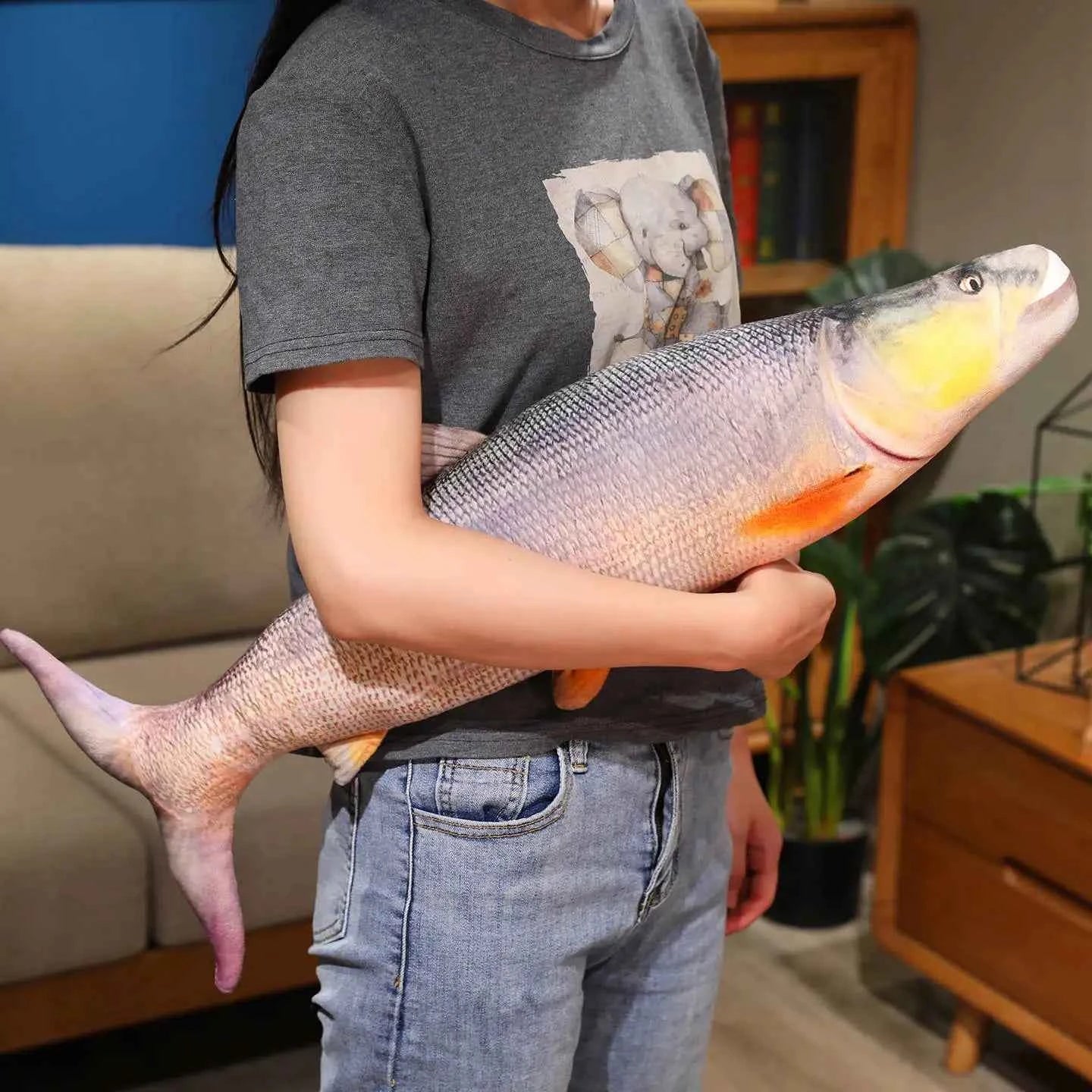Realistic Carp Plush Pillow – Kawaii Fish Stuffed Animal Cushion