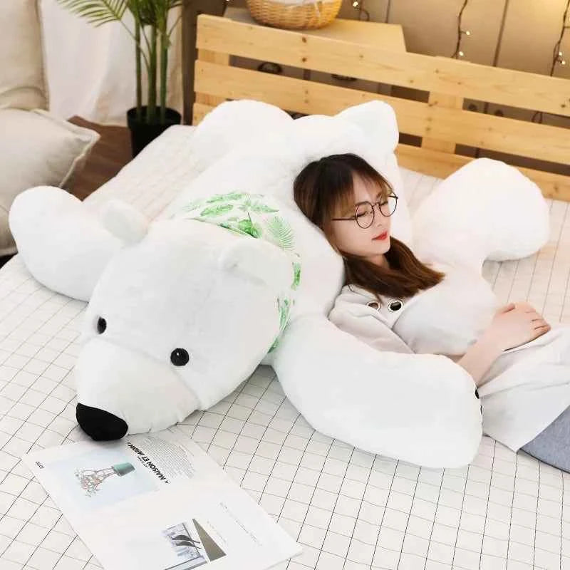 Giant Polar Bear Plush Toy (23.6-39.4 in) - Cute Cartoon Stuffed Doll Long Pillow Gift