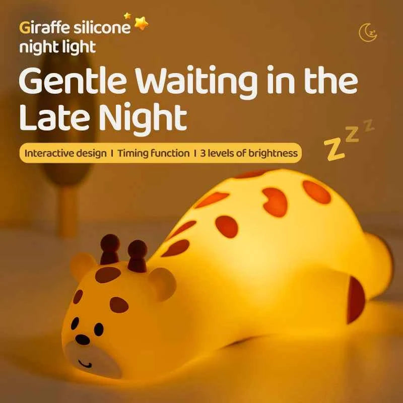 Kawaii Animal Silicone Night Light - Rechargable Fox/Duck/Frog Touch Sensor Lamp
