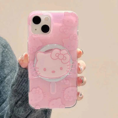 Cute Sanrio Hello Kitty Magnetic Wallet Magsafe Phone Case - Wireless Charge Cover