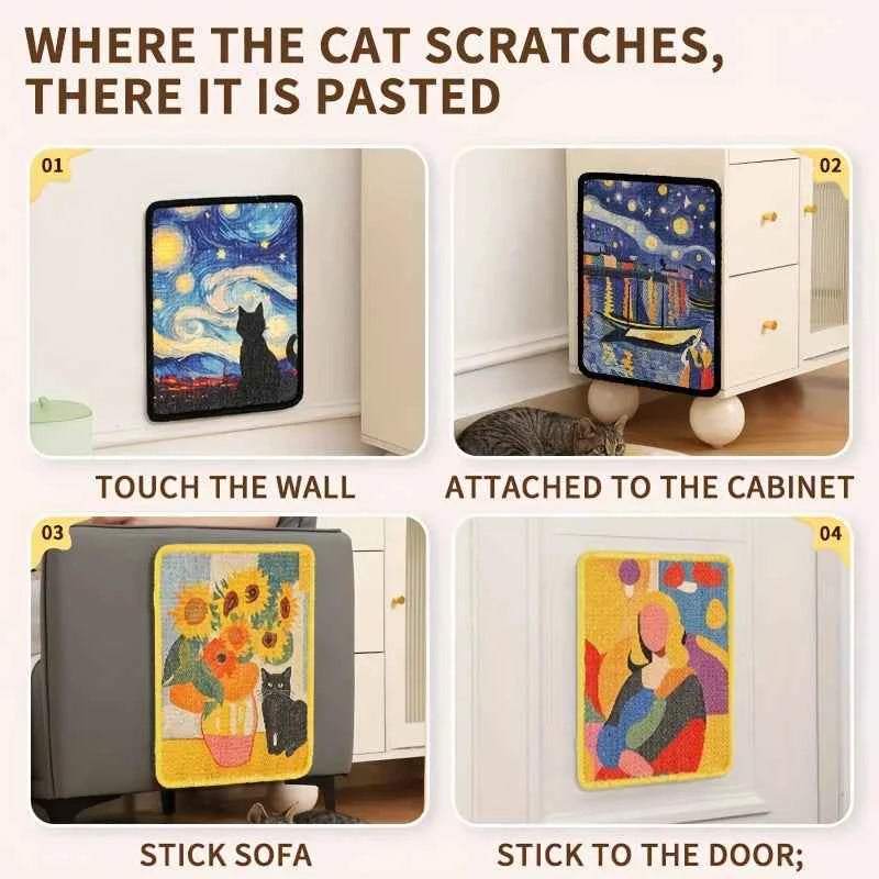 Durable Wall-Mounted Cat Scratching Post & Mat - Stitched