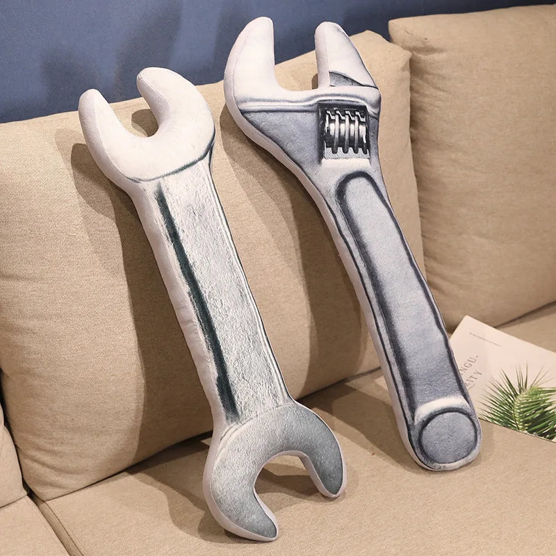 Giant Wrench Plush Pillow - Funny Oversized Tool Stuffed Cushion Home Sofa Decor and Gag Gift, 70cm