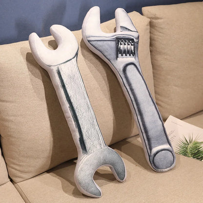 Giant Wrench Plush Pillow - Funny Oversized Tool Stuffed Cushion Home Sofa Decor and Gag Gift, 70cm