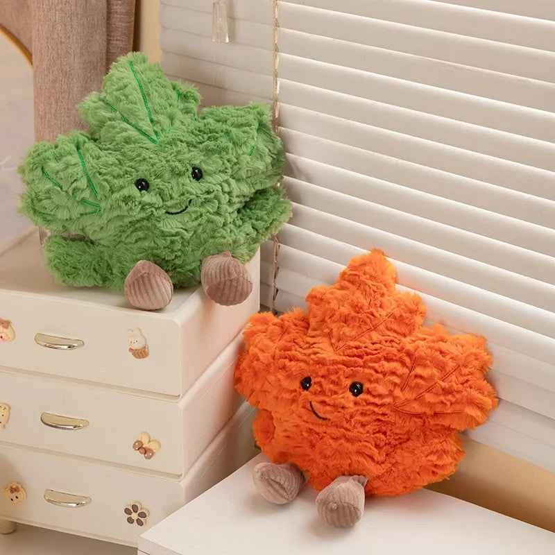 Kawaii Maple Leaf Plush Toy - Soft Stuffed Autumn Leaf Plant Doll and Home Decor Gift in 3 Colors, 22cm