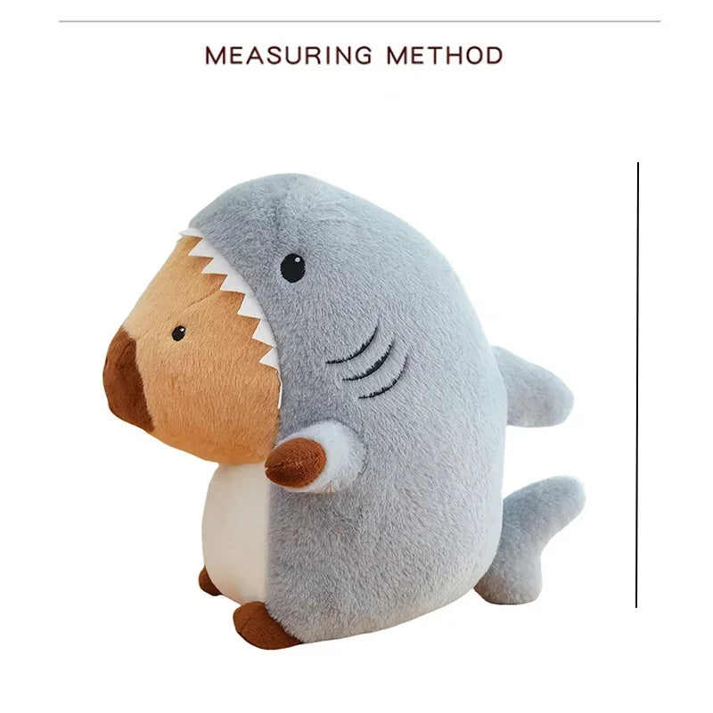 Shark Capybara Plush Toy – Cute Capybara in Shark Costume Stuffed Animal Pillow