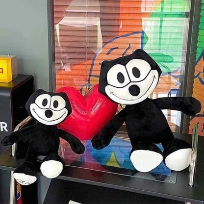 Kawaii Retro Black Cat Plush Toy – Soft Cartoon Cat Sofa Cushion & Office Pillow Doll (30 & 45cm)
