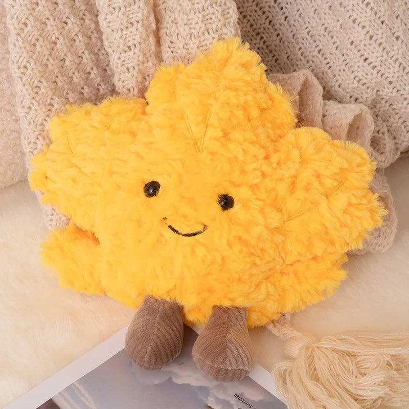 Kawaii Maple Leaf Plush Toy - Soft Stuffed Autumn Leaf Plant Doll and Home Decor Gift in 3 Colors, 22cm Yellow 22cm (8.7")