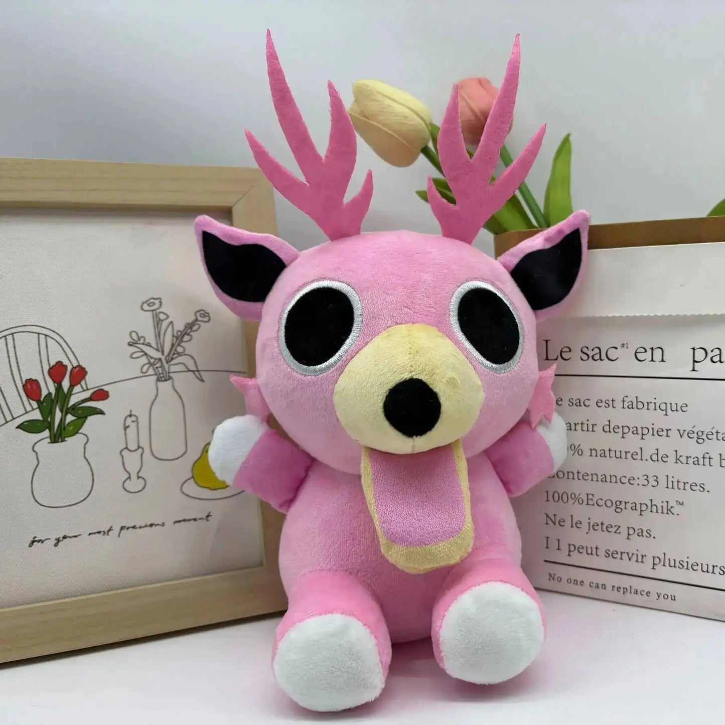 Forest Animal Plush Toy – Elk Deer & Owl Stuffed Doll 25cm pink elk02