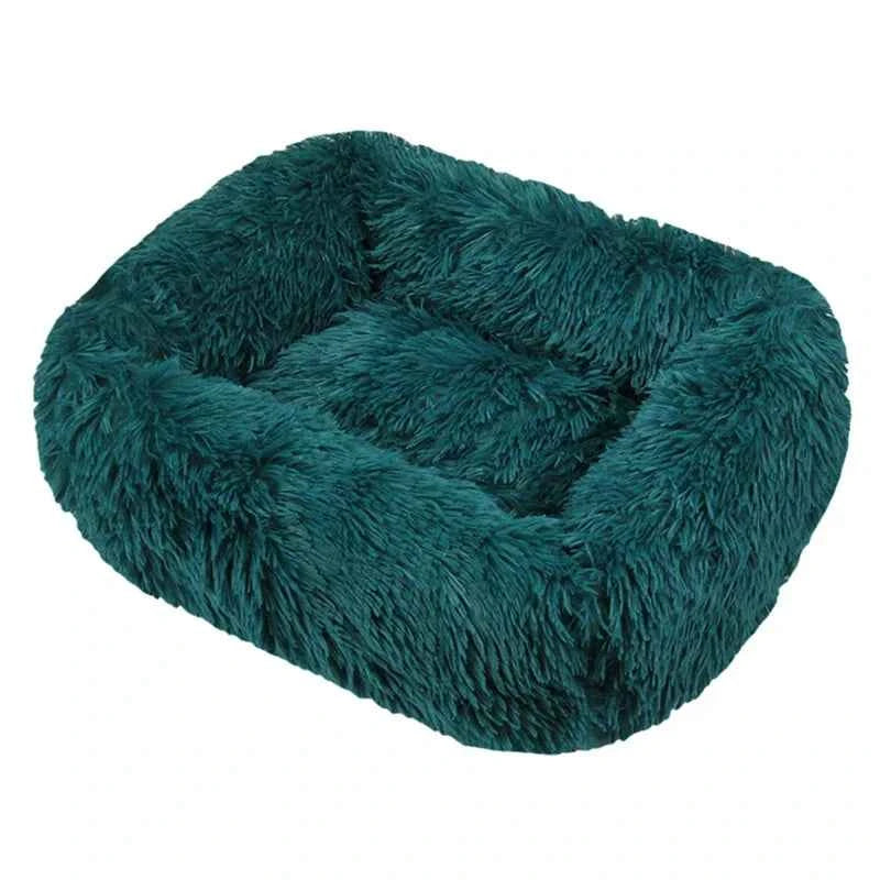 Rectangle Plush Dog Bed Winter Warm Mat Small Medium Big Cyan
