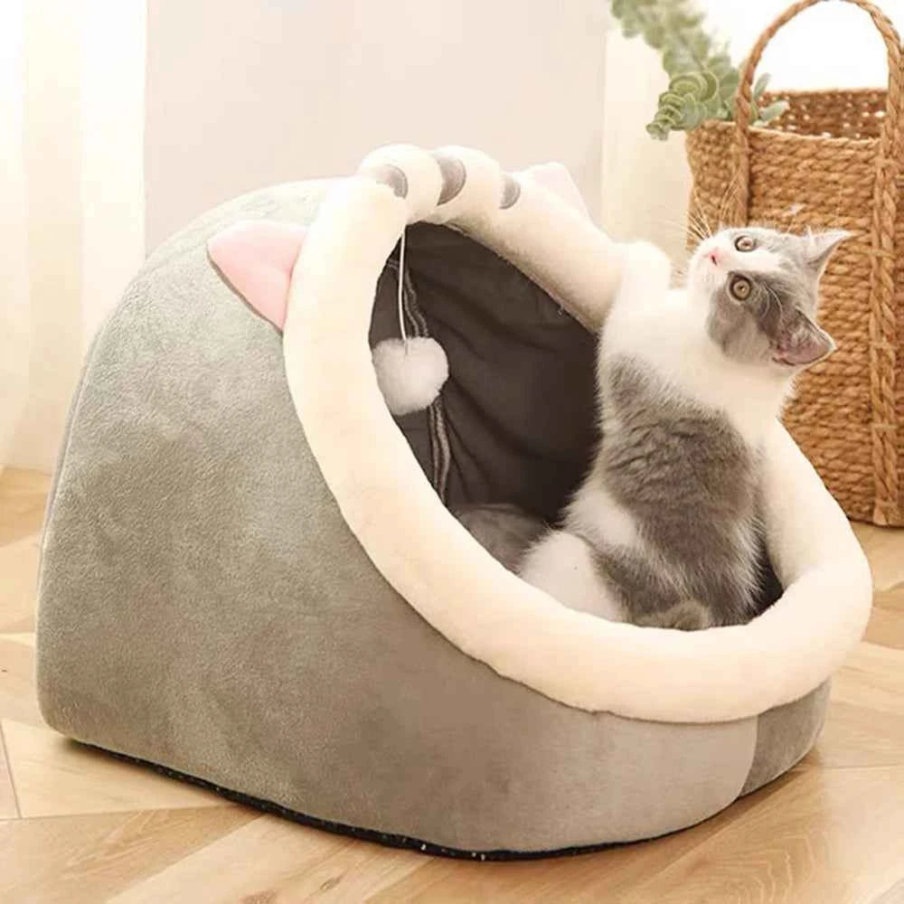 Snoozify Calming Cat/Dog Bed (Up to 18.8 in) - Cozy Semi-Enclosed Nest
