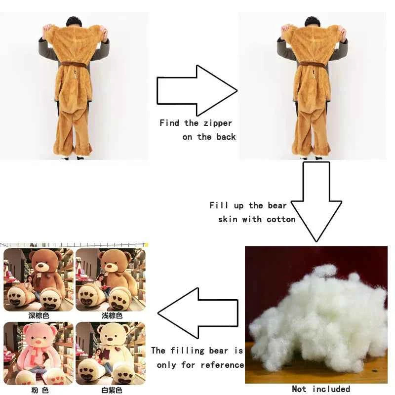 Giant Empty Bear Plush Skin (31.5-78.7 in) - Soft Animal Love Scarf Cushion Cover Gift