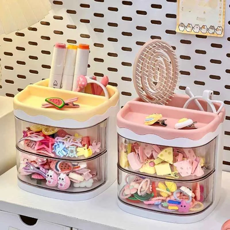 2 Layers Cute Children's Hair Accessories Storage Box Hair