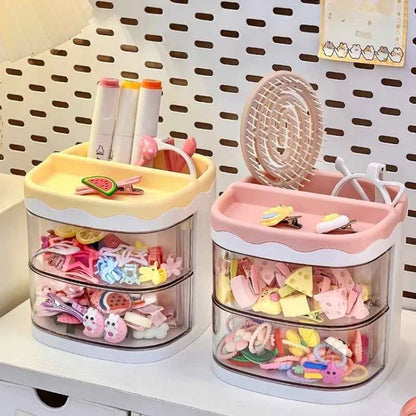 2 Layers Cute Children's Hair Accessories Storage Box Hair