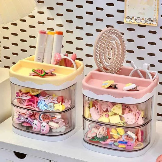 2 Layers Cute Children's Hair Accessories Storage Box
