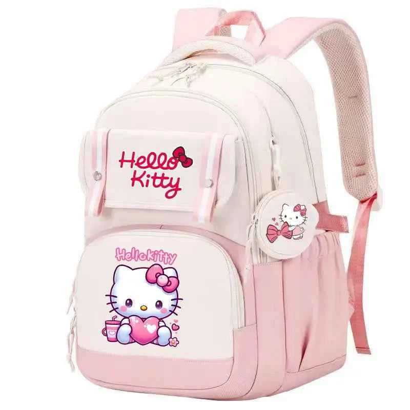 Hello Kitty Large Capacity Backpack Cartoon Daypack Travel Commute Knapsack School bag for Kids Girls Mochila With Coin Purse