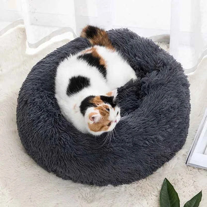 Donut Pet Bed – Calming Round Dog & Cat Bed Soft Plush Cuddler Nest