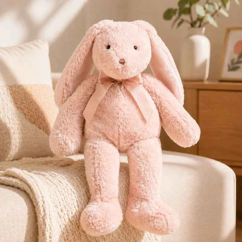 Bow Lop Ear Rabbit Plush Toys Soft Bunny Stuffed Animal Rabbit with Long Ear for Children Accompany Doll Birthday Gift