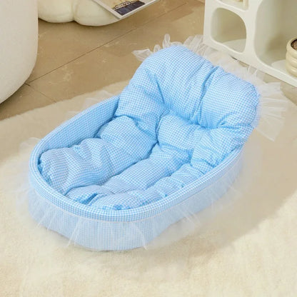 Cat Nest Macaroon Colour Small Dog Kennel Removable Washable Four Seasons Universal Soft Warm Dopamine Cats Nests Pet Products Blue China Mainland