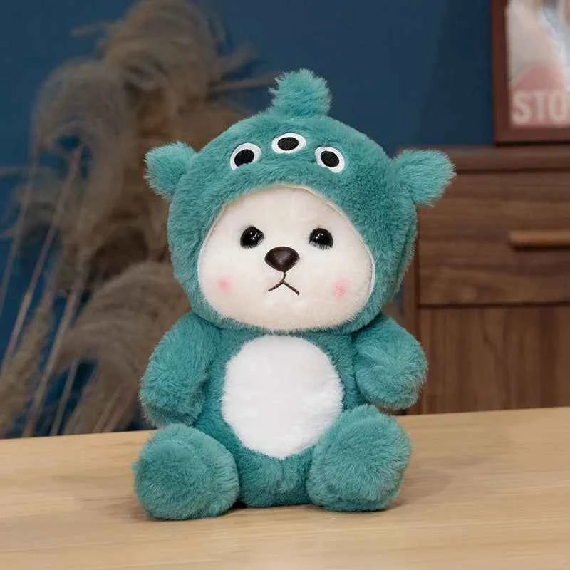 25cm Lovely Stuffed White Bear Plush Toy Turn Into Pikachu Stitch Cute Japanese Style Plushies Sleeping Doll Soft Fluffy Gifts