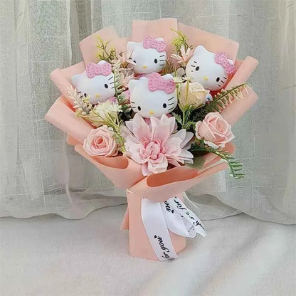 Kawaii Sanrio Plush Bouquet (11.8 in) - Hello Kitty/Kuromi/My Melody/Cinnamoroll Gift