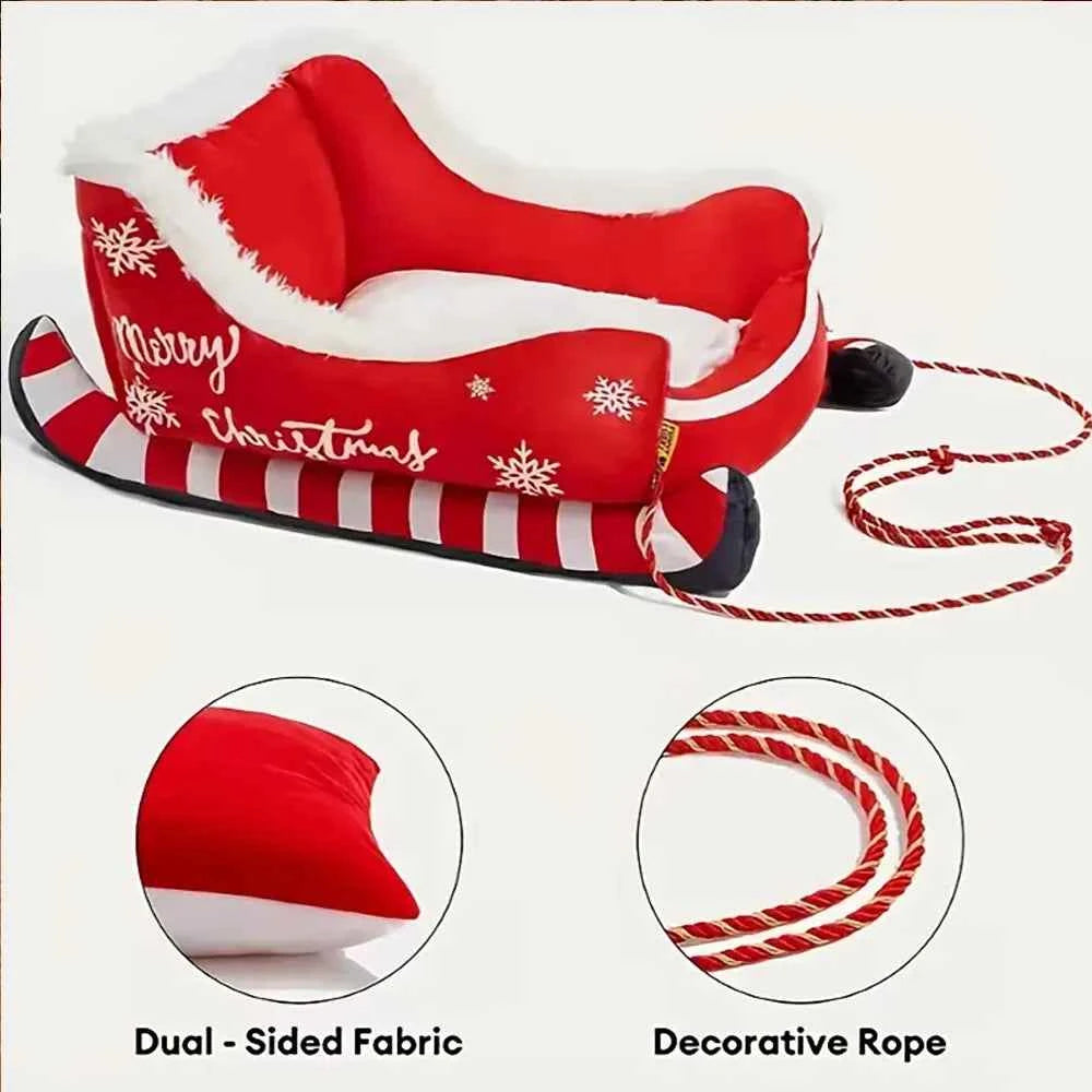 Christmas Sleigh Bed Removable Washable Plush Pet Warm Sofa