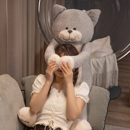 Japanese Sleeping Black Cat Plush Toy – Kawaii Kitten Hug Pillow