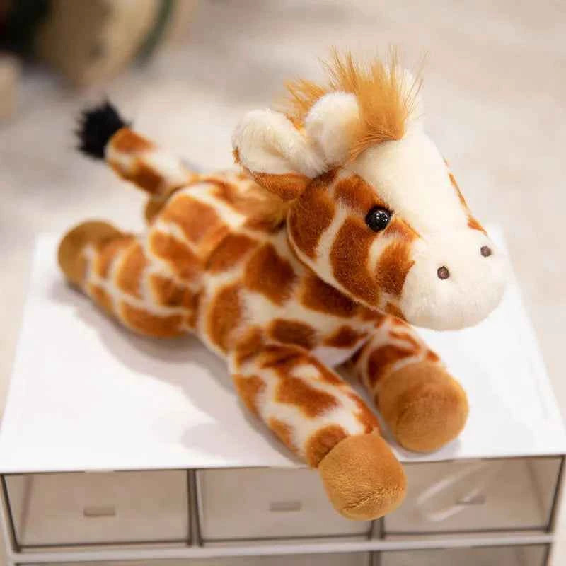 12 Types Plush Animal Toys Realistic Stuffed Tige Lion Giraffe Elephant Panda Soft Simulation Plushie Birthday Gift for Kids