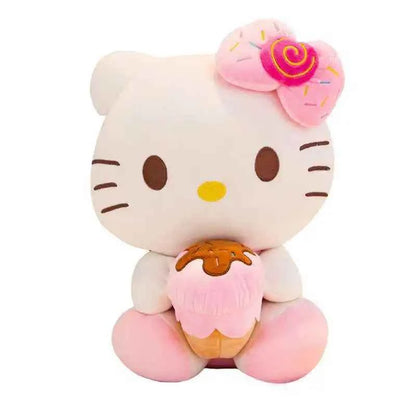 Hello Kitty Plus Doll Sanrio Toys Ice Cream Hugging Kt Pink Kitty Cat Pacify Cartoon Figure Gift for Girl Animal Plush Toys