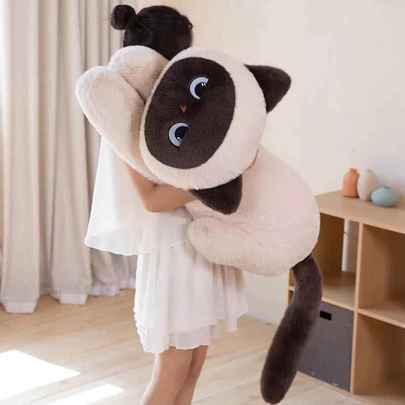 Giant Cute Black/Gray Lying Cat Plush Toys Soft Simulated Cat Plushie Dolls Pillow Stuffed Animal Lovely Birthday Gift