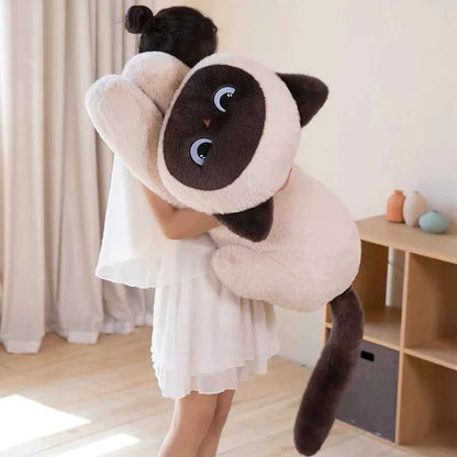 Giant Cute Black/Gray Lying Cat Plush Toys Soft Simulated Cat Plushie Dolls Pillow Stuffed Animal Lovely Birthday Gift