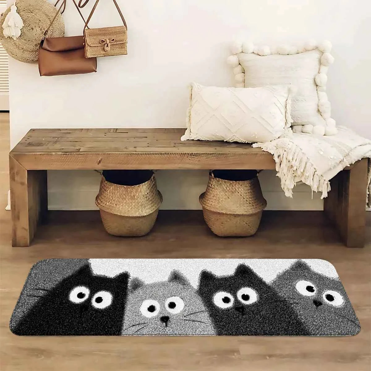Cartoon Kitten Bath Mat Soft Cosy Noise-Reducing Bathroom ZFLR-1